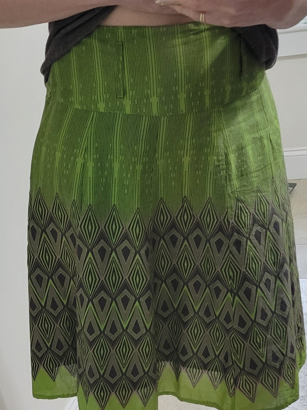 Aryeh Green Geometric A-Line Skirt